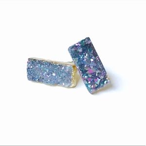 Last one! Lavender Druzy Quartz Stud Earrings Brand New